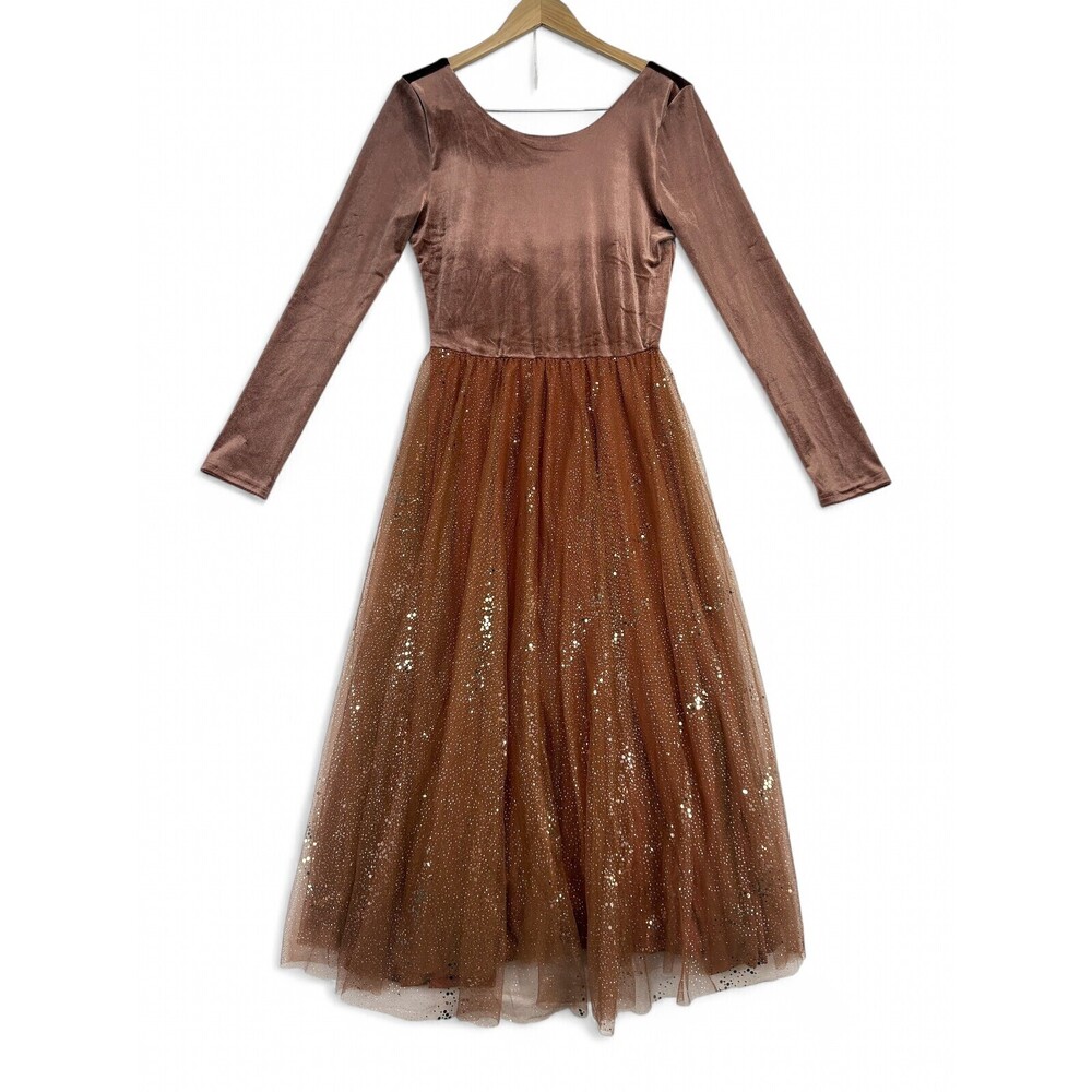 Elestory Velvet Bodice Glitter Tulle Maxi Dress XL